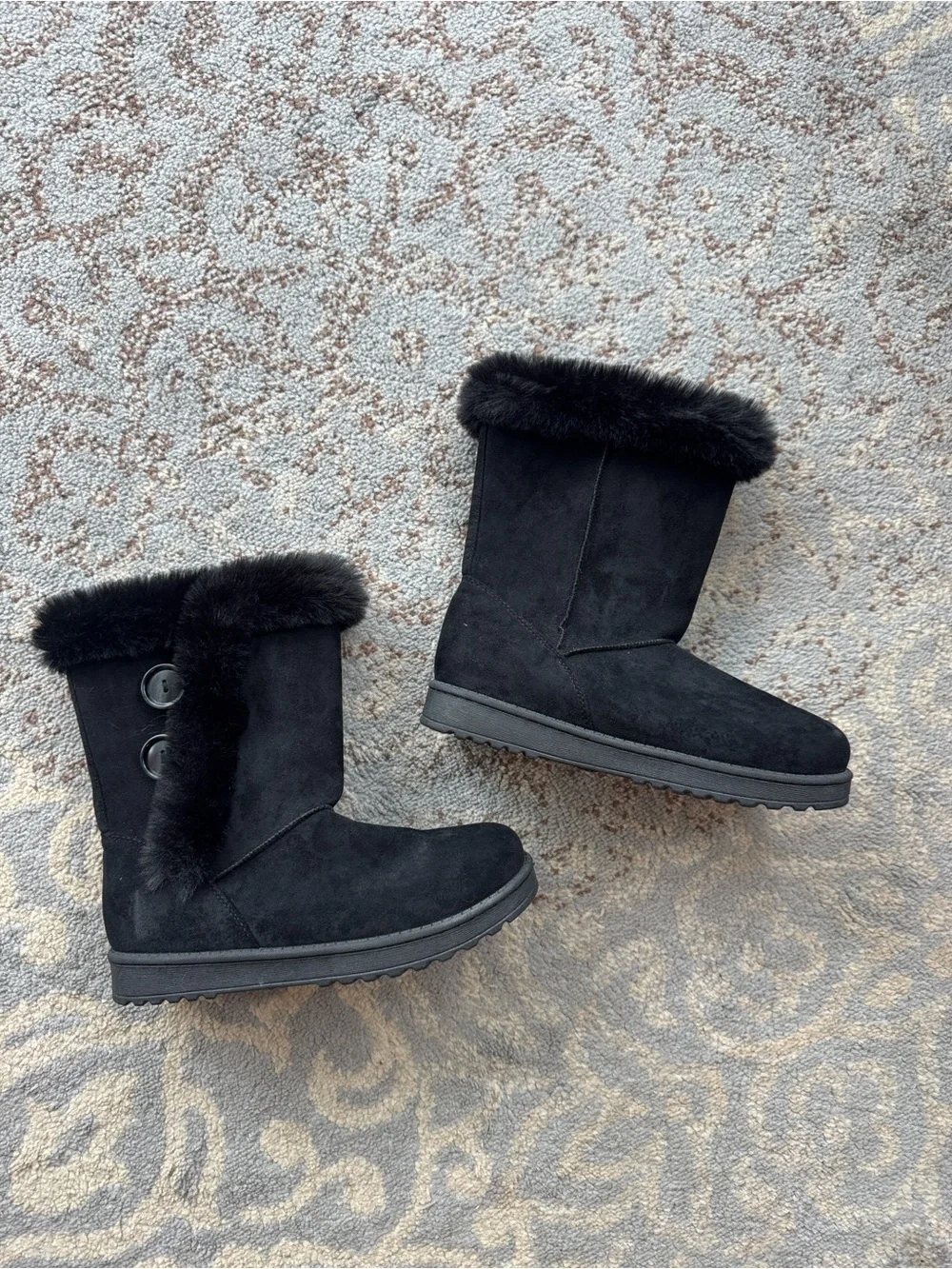SO Abigail Faux Fur Winter Boots Black 8.5